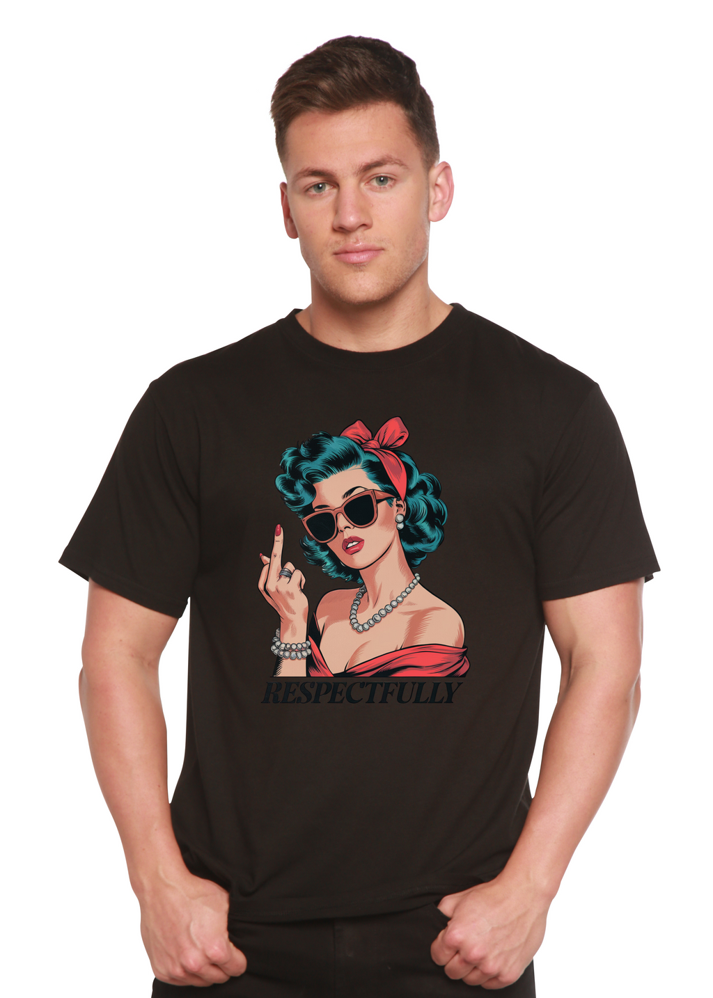 Respectfully Middle Finger Unisex Bamboo/Cotton Graphic T-Shirt - WONDERWALL