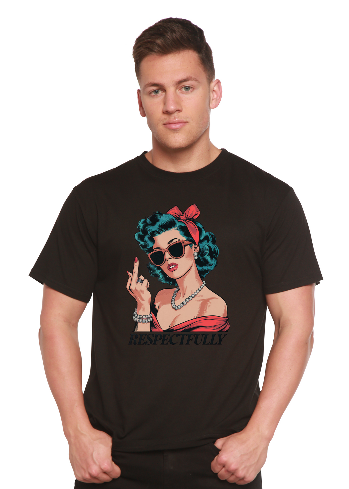 Respectfully Middle Finger Unisex Bamboo/Cotton Graphic T-Shirt - WONDERWALL
