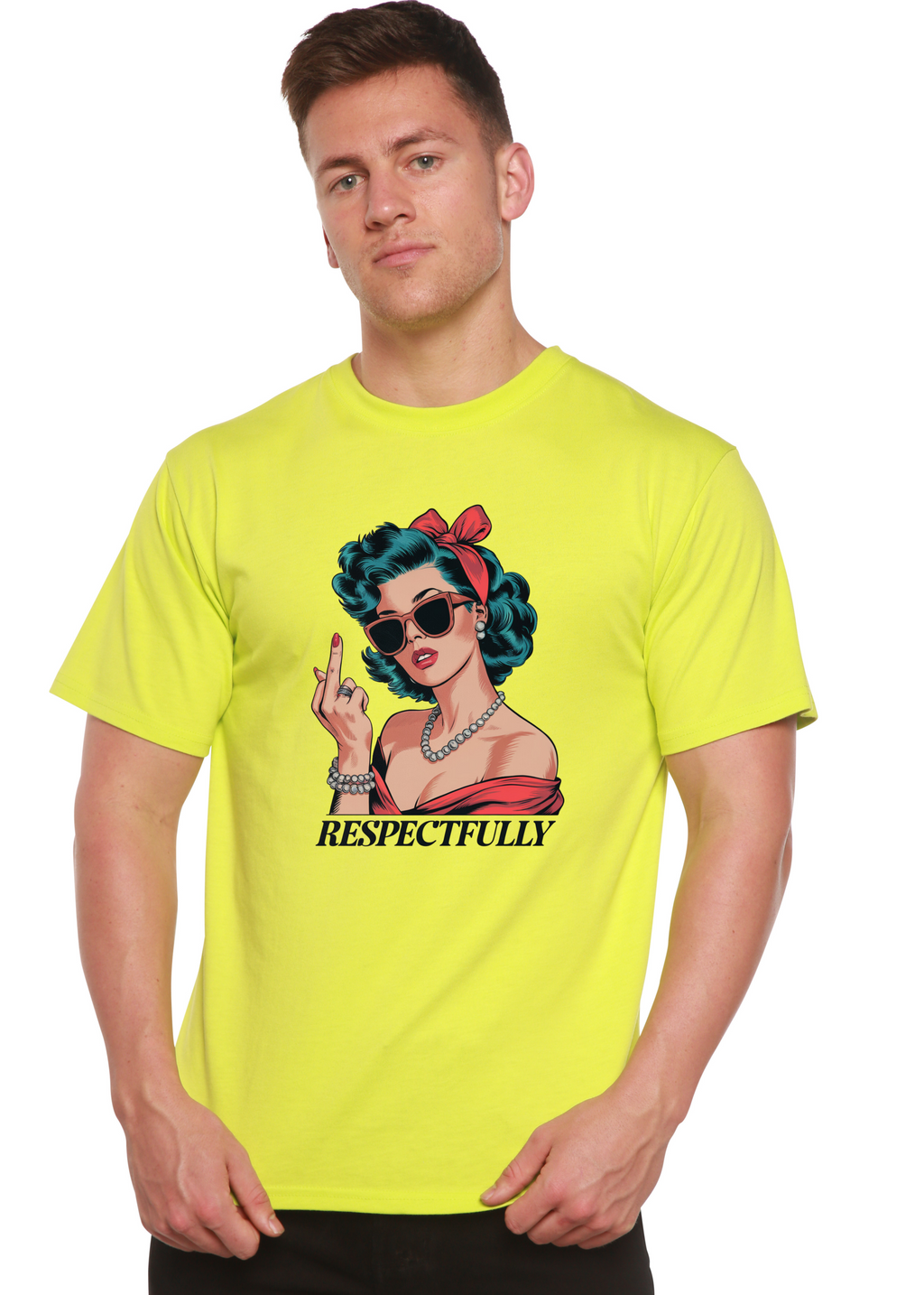 Respectfully Middle Finger Unisex Bamboo/Cotton Graphic T-Shirt - WONDERWALL