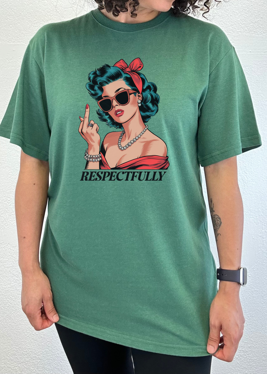 Respectfully Middle Finger Unisex Bamboo/Cotton Graphic T-Shirt - WONDERWALL