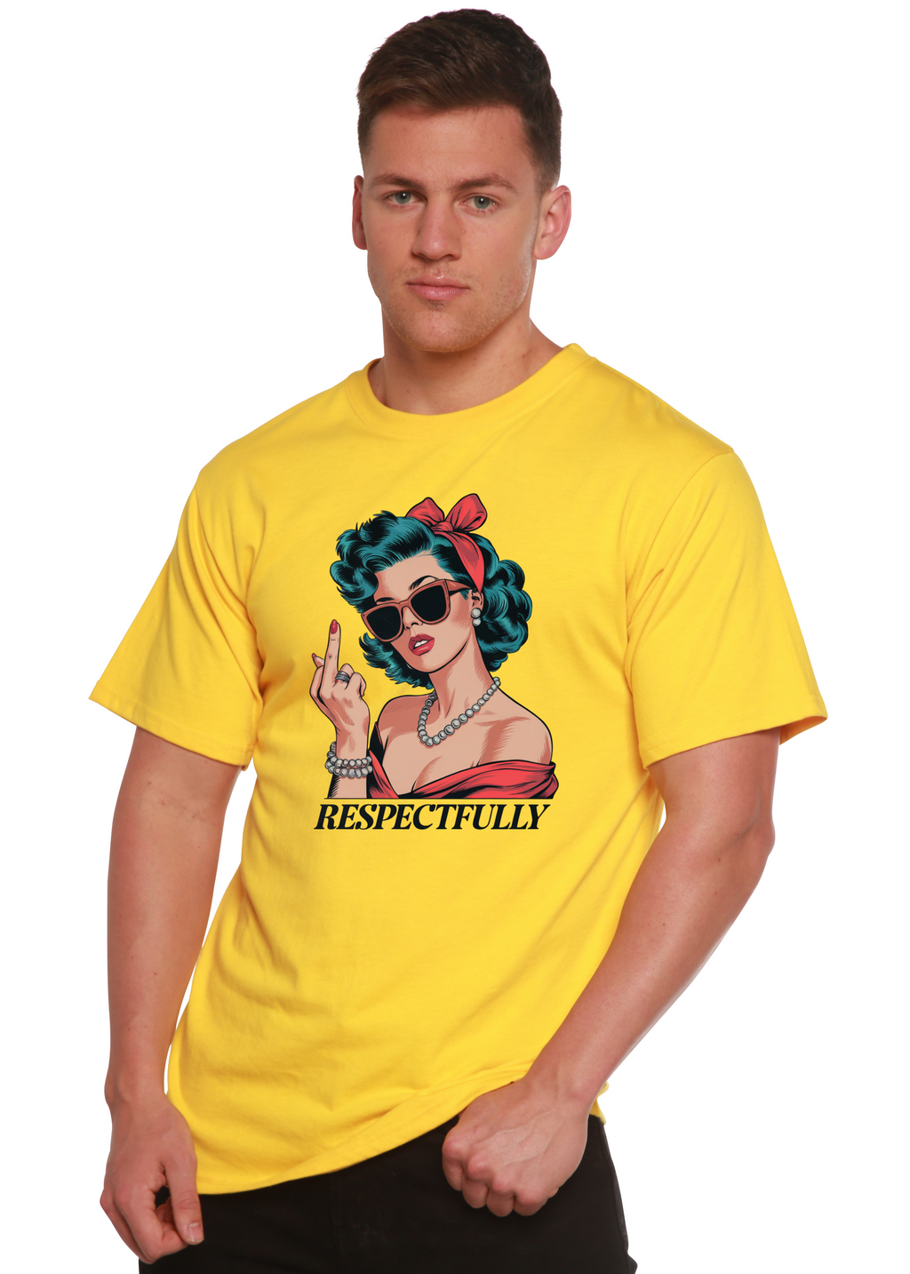 Respectfully Middle Finger Unisex Bamboo/Cotton Graphic T-Shirt - WONDERWALL