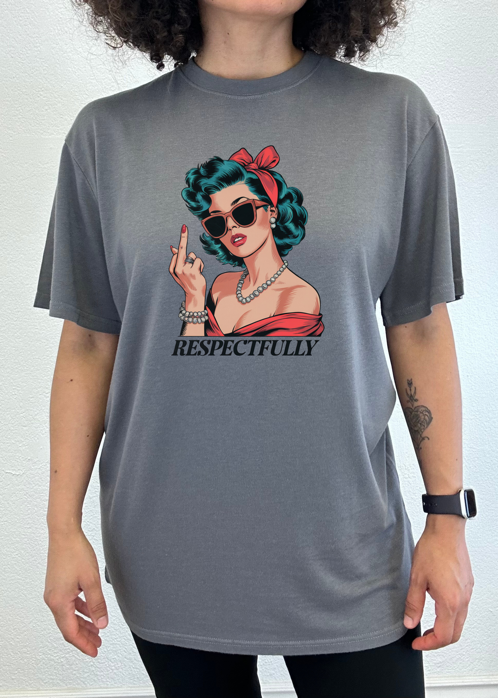 Respectfully Middle Finger Unisex Bamboo/Cotton Graphic T-Shirt - WONDERWALL