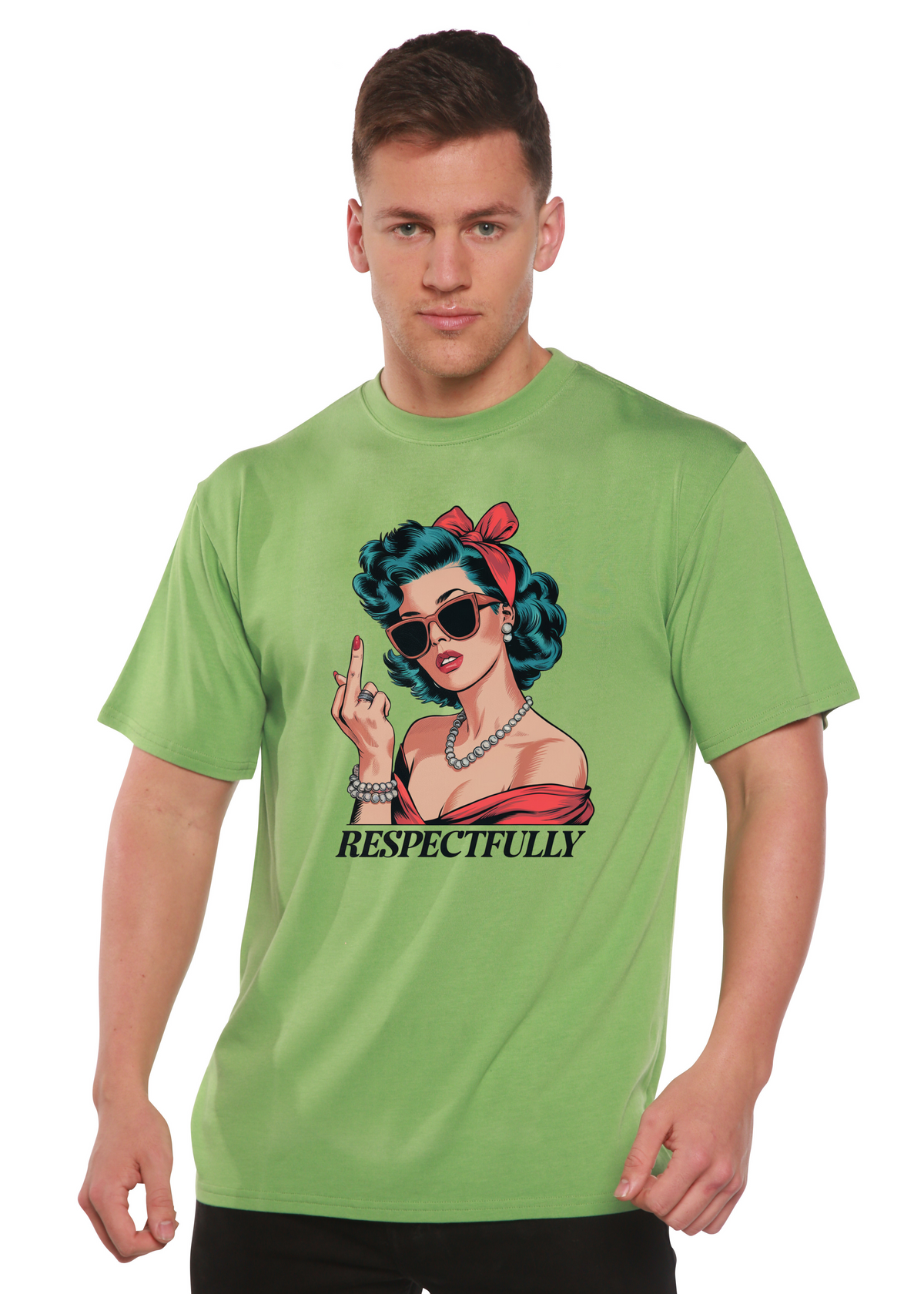 Respectfully Middle Finger Unisex Bamboo/Cotton Graphic T-Shirt - WONDERWALL