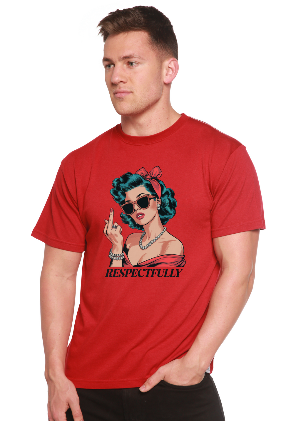 Respectfully Middle Finger Unisex Bamboo/Cotton Graphic T-Shirt - WONDERWALL