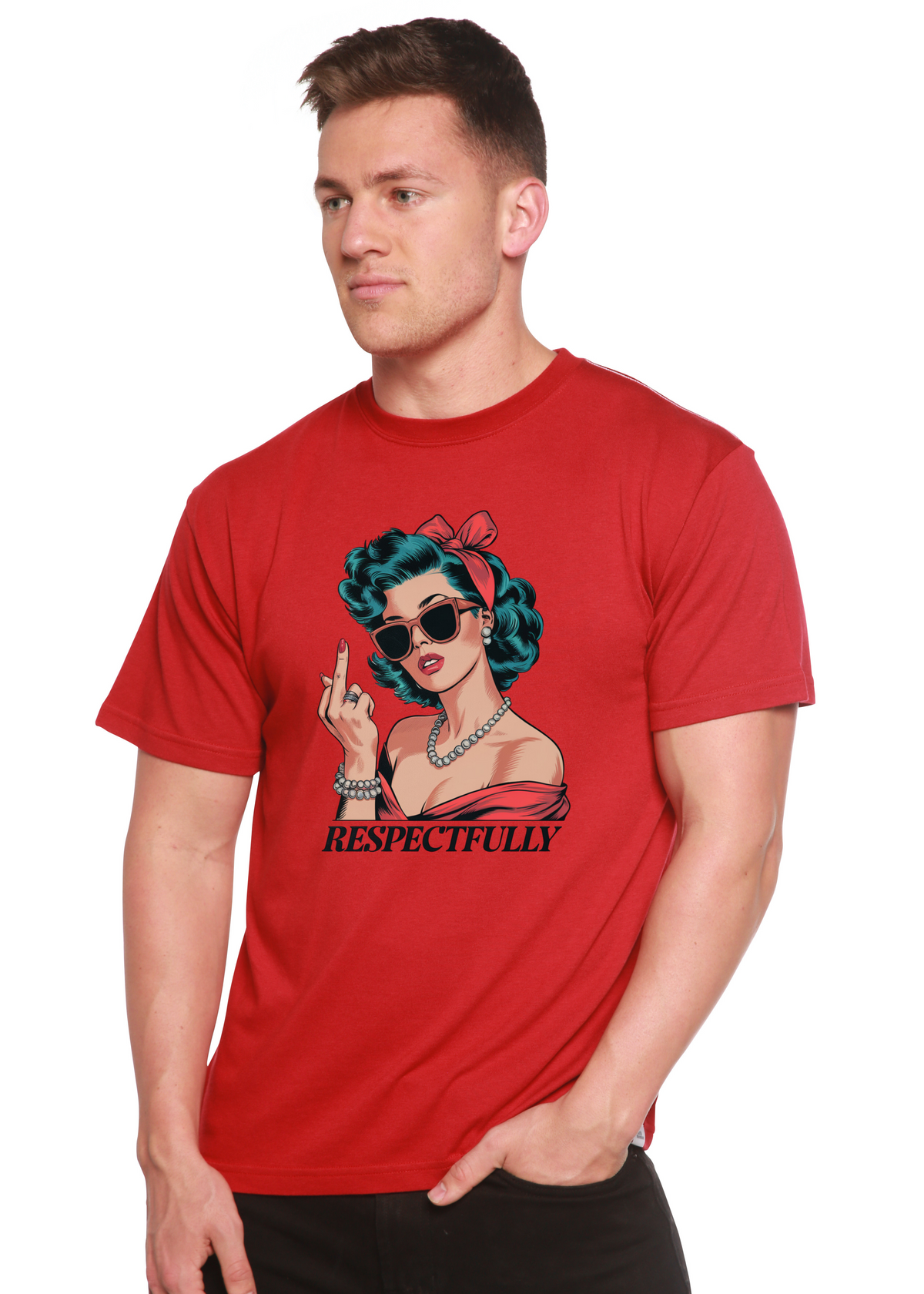 Respectfully Middle Finger Unisex Bamboo/Cotton Graphic T-Shirt - WONDERWALL