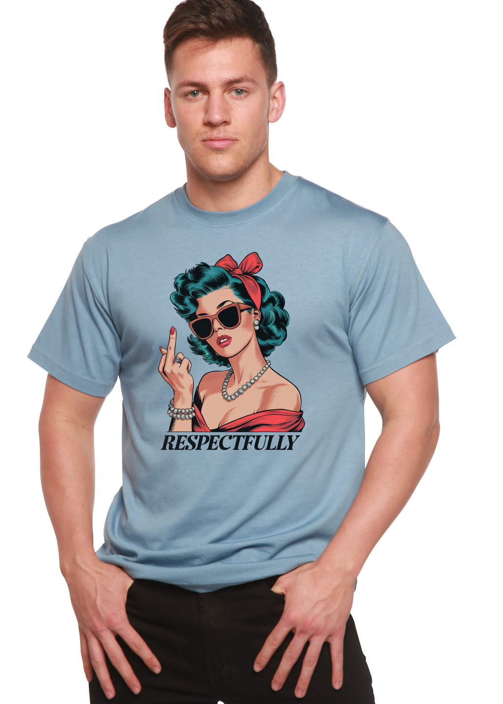 Respectfully Middle Finger Unisex Bamboo/Cotton Graphic T-Shirt - WONDERWALL