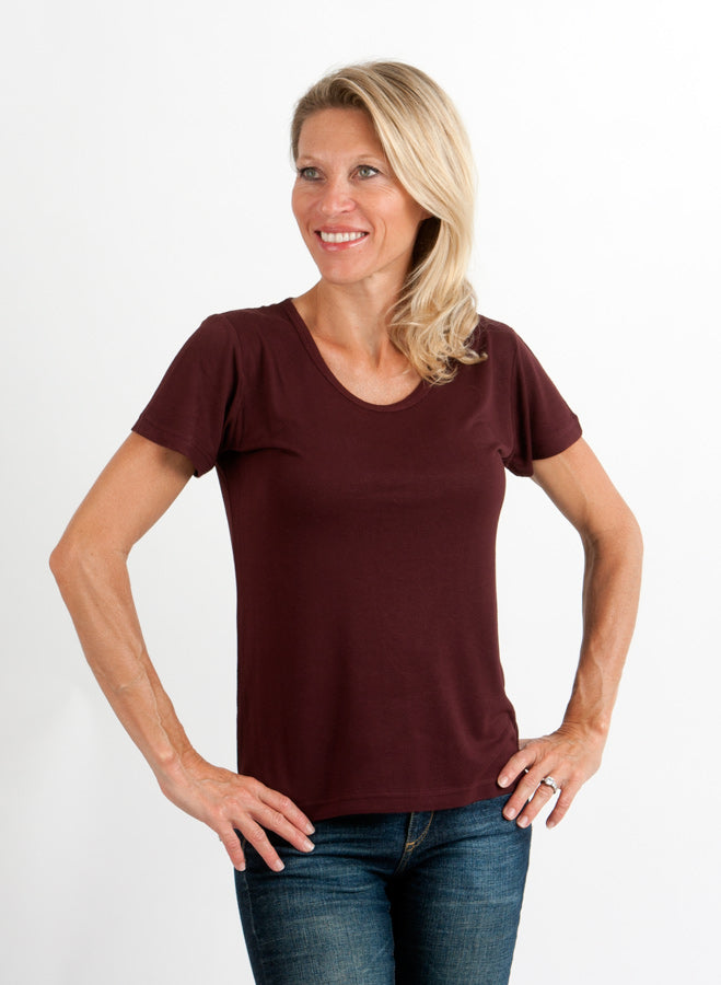 Women's 100% Bamboo Viscose Scoop Neck Short Sleeve T-Shirt - WONDERWALL