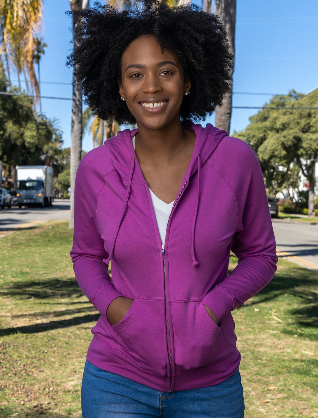 Women's Bamboo French Terry Zip Hooded Sweatshirt - WONDERWALL