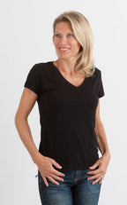 Women's Bamboo Viscose/Cotton V-Neck Cap Sleeve T-Shirt - WONDERWALL