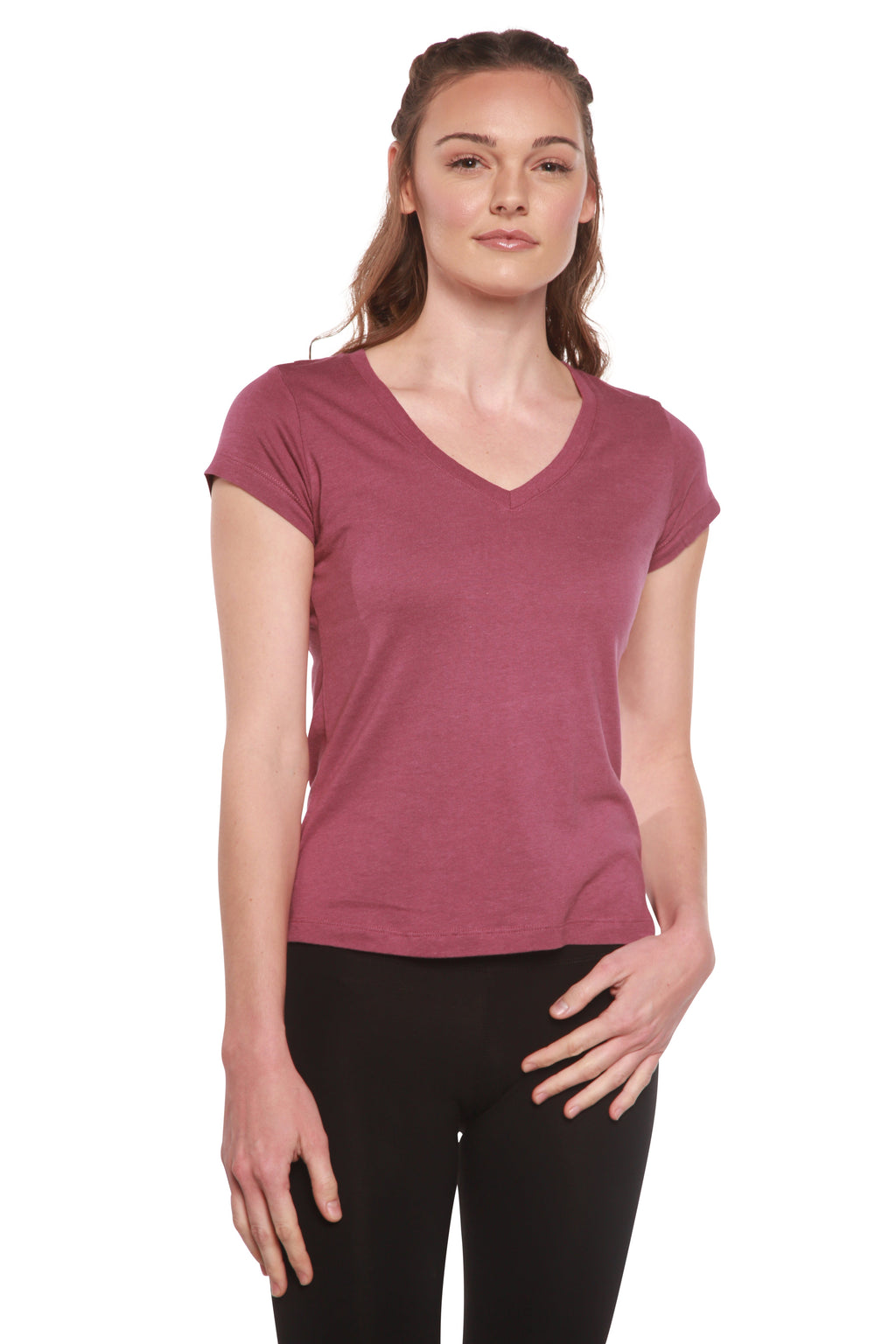 Women's Bamboo Viscose/Cotton V-Neck Cap Sleeve T-Shirt - WONDERWALL