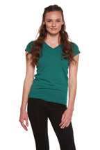 Women's Bamboo Viscose/Cotton V-Neck Cap Sleeve T-Shirt - WONDERWALL