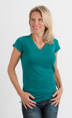 Women's Bamboo Viscose/Cotton V-Neck Cap Sleeve T-Shirt - WONDERWALL