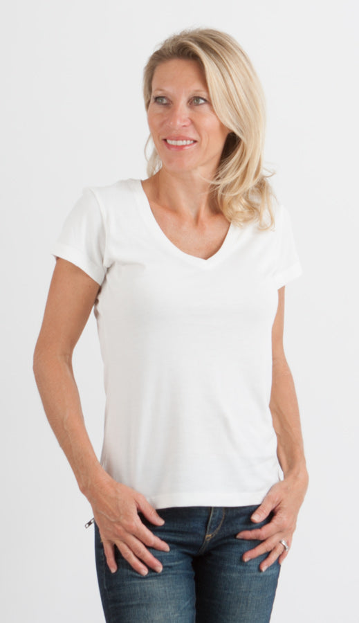 Women's Bamboo Viscose/Cotton V-Neck Cap Sleeve T-Shirt - WONDERWALL