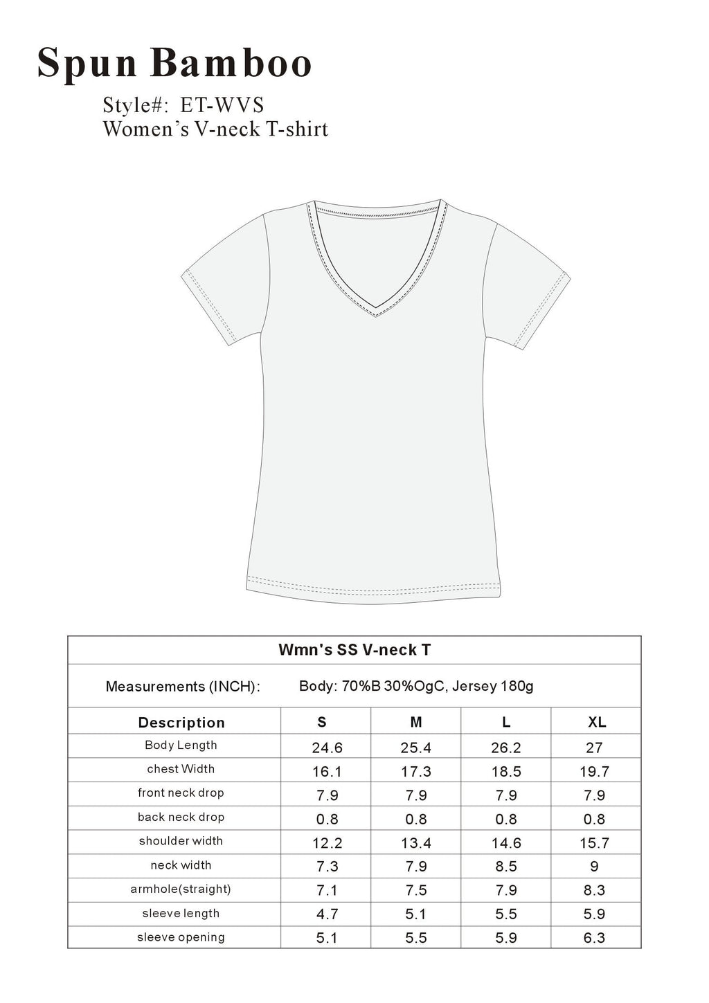 Women's Bamboo Viscose/Cotton V-Neck Cap Sleeve T-Shirt - WONDERWALL
