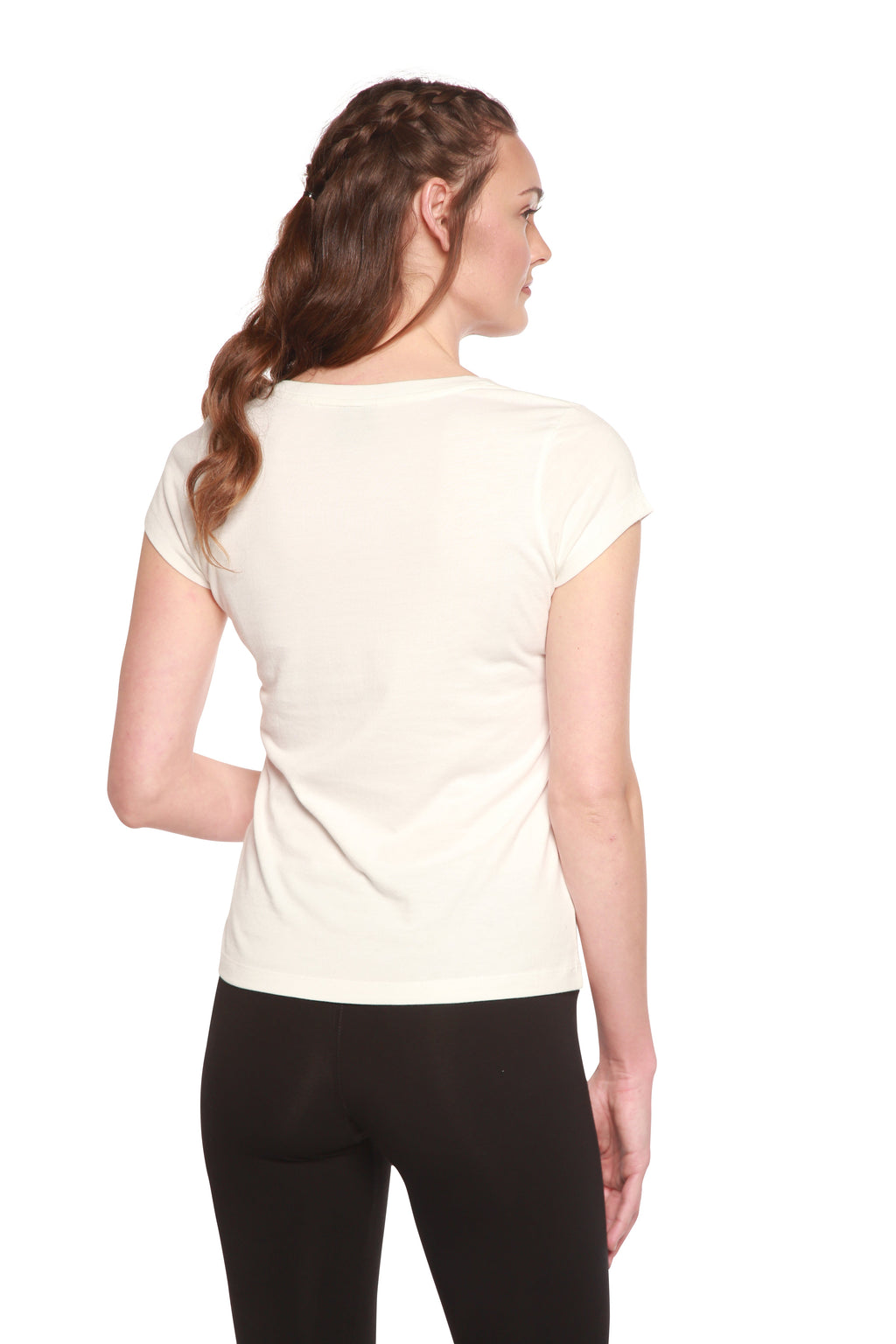 Women's Bamboo Viscose/Cotton V-Neck Cap Sleeve T-Shirt - WONDERWALL