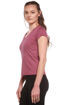 Women's Bamboo Viscose/Cotton V-Neck Cap Sleeve T-Shirt - WONDERWALL