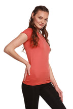 Women's Bamboo Viscose/Cotton V-Neck Cap Sleeve T-Shirt - WONDERWALL