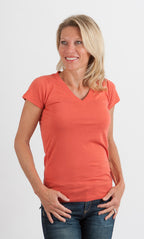Women's Bamboo Viscose/Cotton V-Neck Cap Sleeve T-Shirt - WONDERWALL