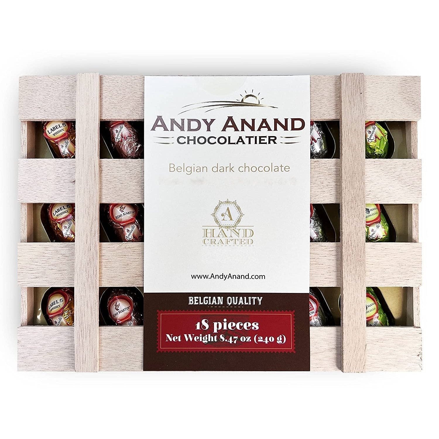 Andy Anand European Dark Chocolate Assortment, 18 pc – Premium Flavor - Inspired Selection, Rich & Intense Gourmet Chocolates, Birthday Gift