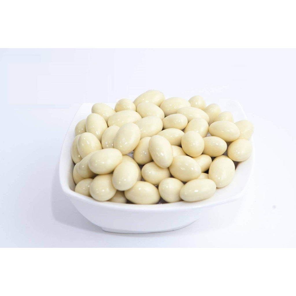 Andy Anand Greek Yogurt White Chocolate Covered Almonds, 1 lb – Sweet Creamy Coated Crunchy Nut Snack, Gourmet Gift for Birthday & Special Occasions