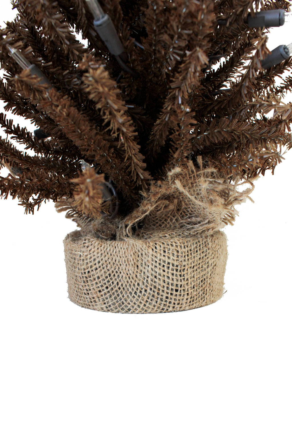 WONDERWALL ‘Noël DuBois’ 2-Foot Pre-Lit Brown Tabletop Christmas Tree with Burlap Base
