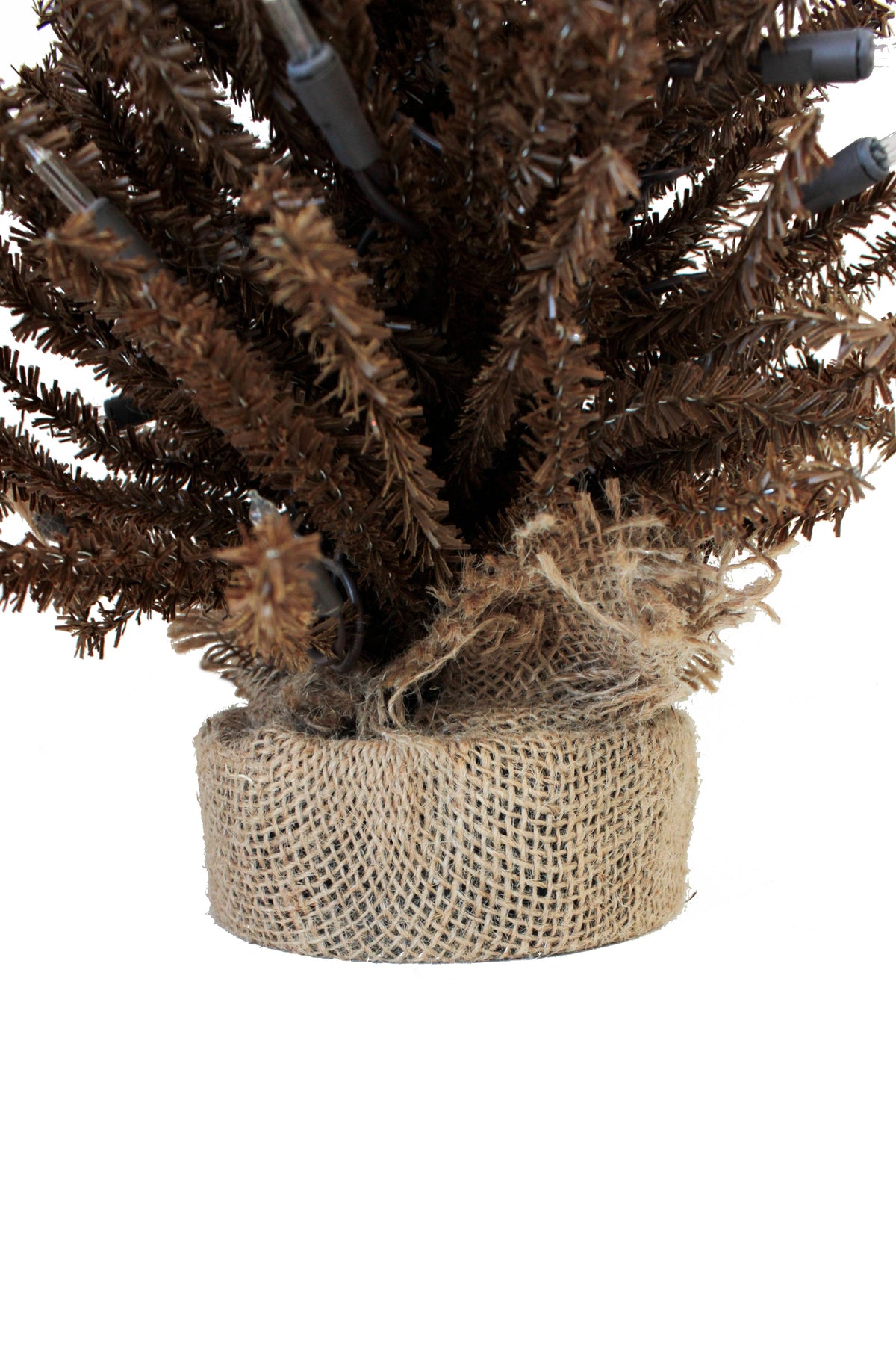 WONDERWALL ‘Noël DuBois’ 2-Foot Pre-Lit Brown Tabletop Christmas Tree with Burlap Base