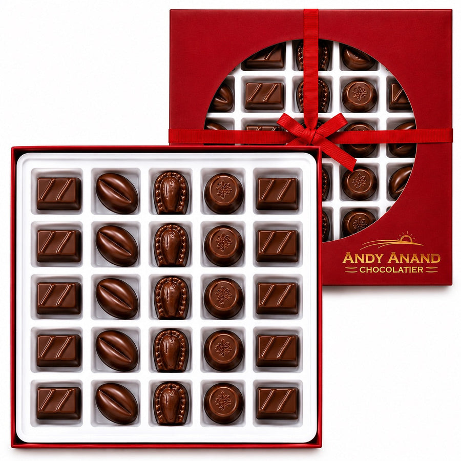 Andy Anand Sugar - Free Vegan Belgian Dark Chocolate Truffles Gift Box, 25 pc – Handmade Gourmet Assorted Flavors, Perfect for Indulgence, Birthday & Holiday