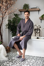 Waffle Spa Bathrobe for Men -  Absorbent, Lightweight