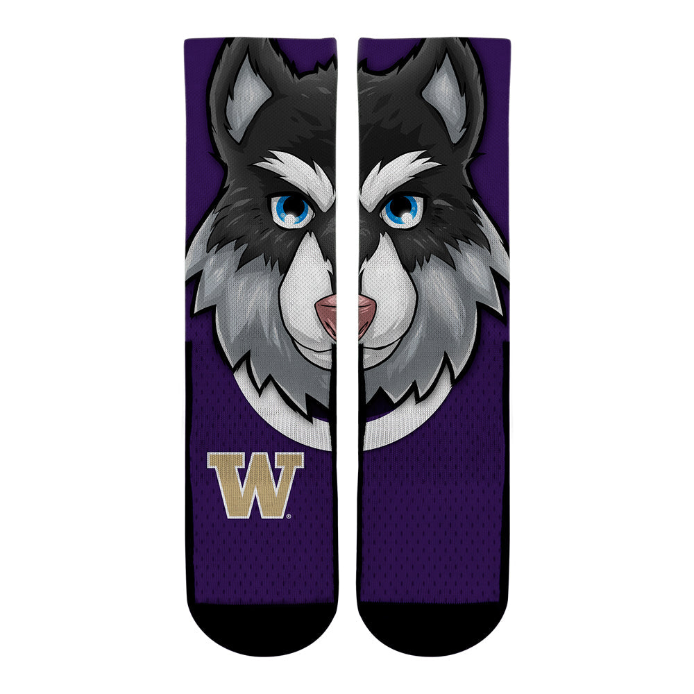 Washington Huskies - Harry the Husky Mascot Crew Socks
