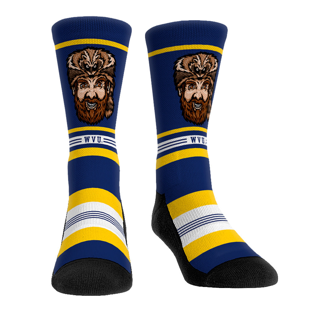West Virginia Mountaineers - Game Face Mascot Crew Socks
