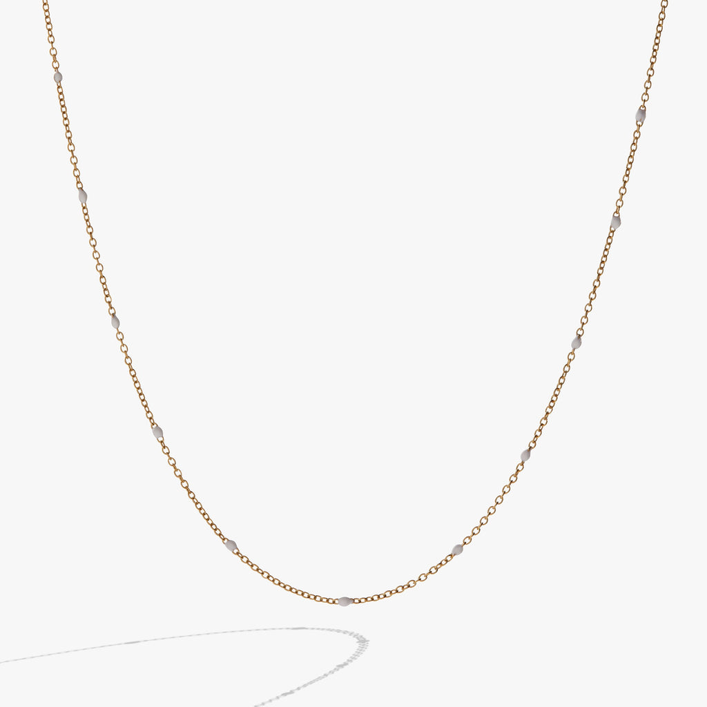 Enamel White Dot Chain Necklace