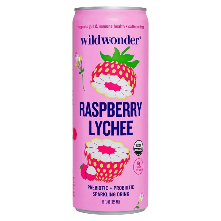 'Raspberry Lychee' Organic Prebiotic + Probiotic Sparkling Drink (12OZ)