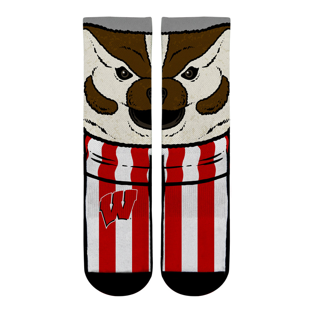Wisconsin Badgers - Bucky Mascot Crew Socks