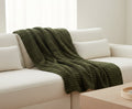 WONDERWALL ‘Maison Élégance’ Green Faux Fur Ribbed Throw with Velvet Back