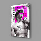 WONDERWALL ‘L’Atelier Fun Collection’ Classical Statue Collage with Magenta Block Glass Wall Art