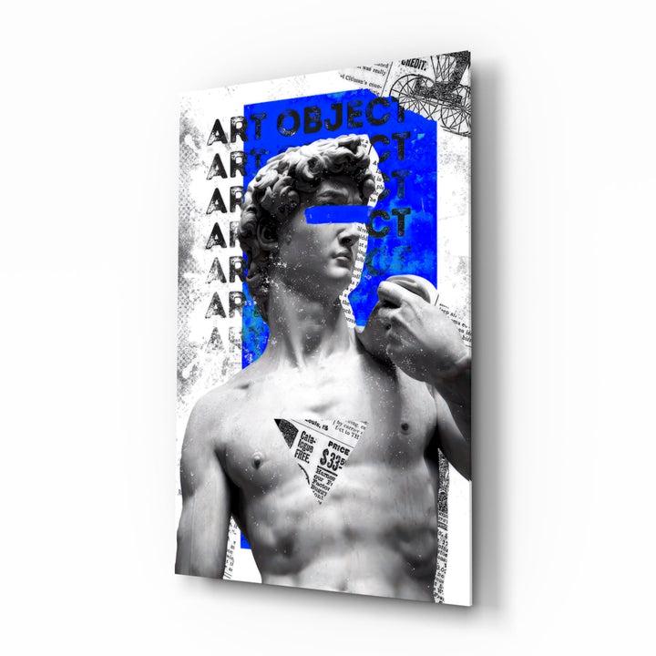 WONDERWALL ‘L’Atelier Fun Collection’ Classical Statue Collage with Blue Block Glass Wall Art
