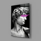 WONDERWALL ‘L’Atelier Fun Collection’ Classical Bust with Magenta Eye Band Glass Wall Art