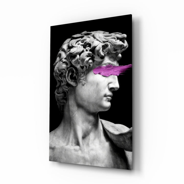 WONDERWALL ‘L’Atelier Fun Collection’ Classical Bust with Magenta Eye Band Glass Wall Art