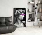 WONDERWALL ‘L’Atelier Fun Collection’ Classical Bust with Magenta Eye Band Glass Wall Art