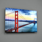 WONDERWALL ‘L’Atelier Fun Collection’ Golden Gate Bridge at Dusk Over Bay Glass Wall Art