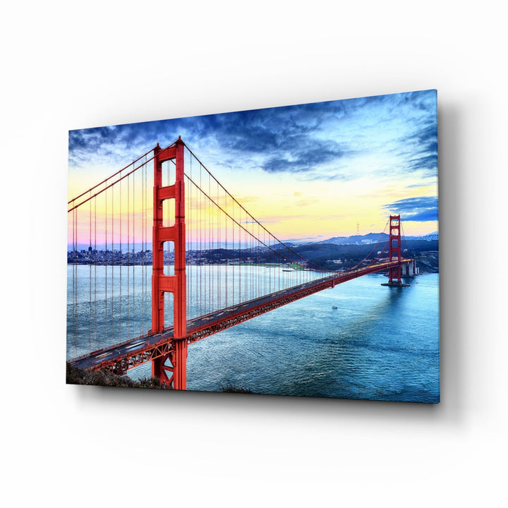 WONDERWALL ‘L’Atelier Fun Collection’ Golden Gate Bridge at Dusk Over Bay Glass Wall Art