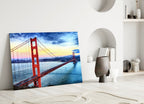 WONDERWALL ‘L’Atelier Fun Collection’ Golden Gate Bridge at Dusk Over Bay Glass Wall Art