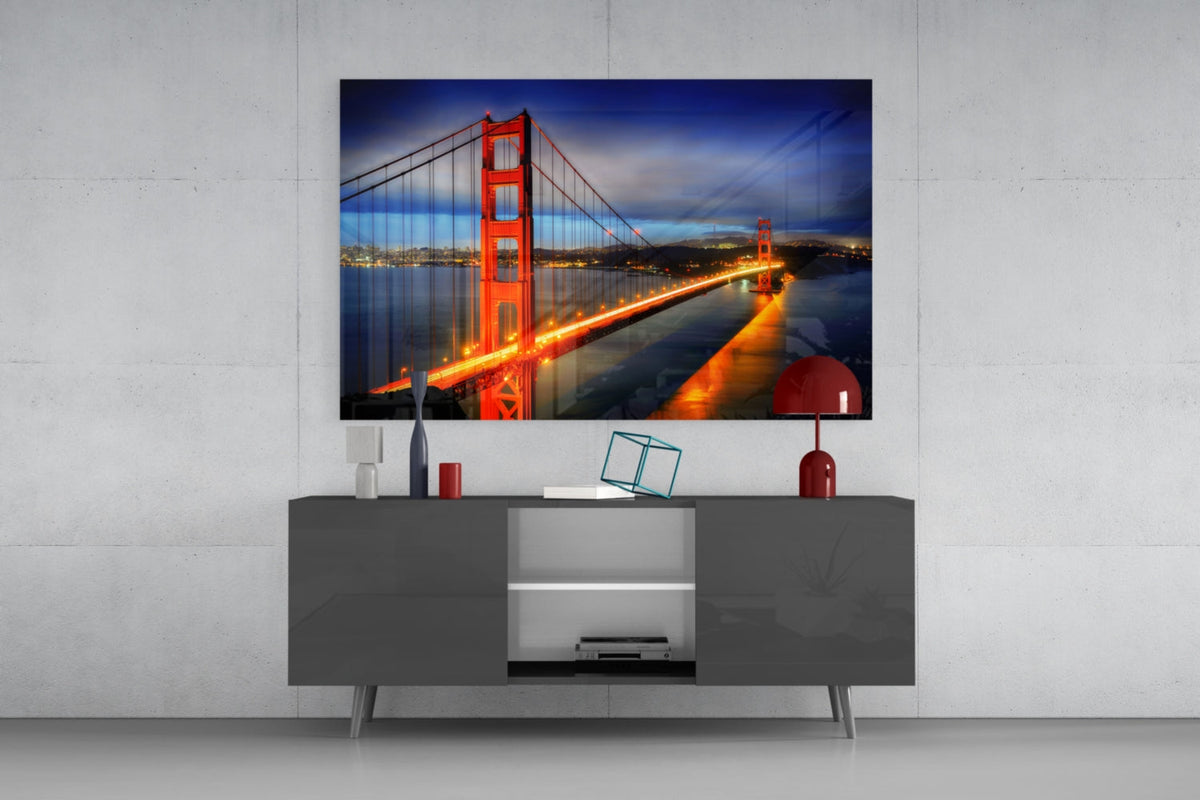 WONDERWALL ‘L’Atelier Fun Collection’ Golden Gate Bridge Night Lights Glass Wall Art