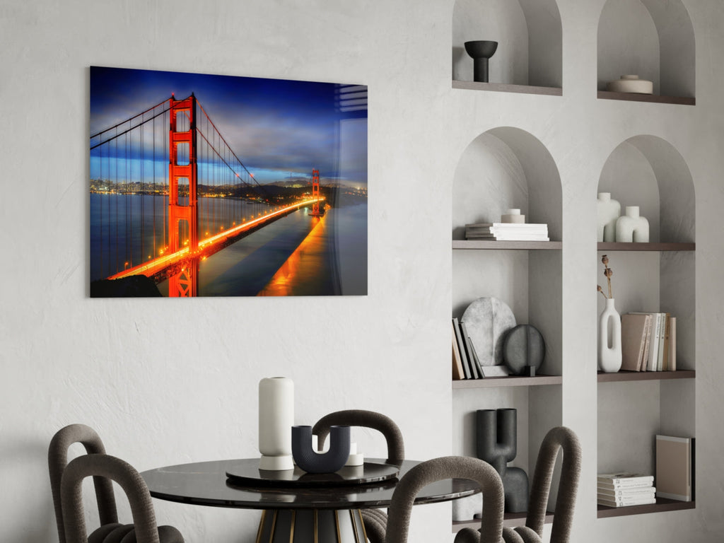 WONDERWALL ‘L’Atelier Fun Collection’ Golden Gate Bridge Night Lights Glass Wall Art