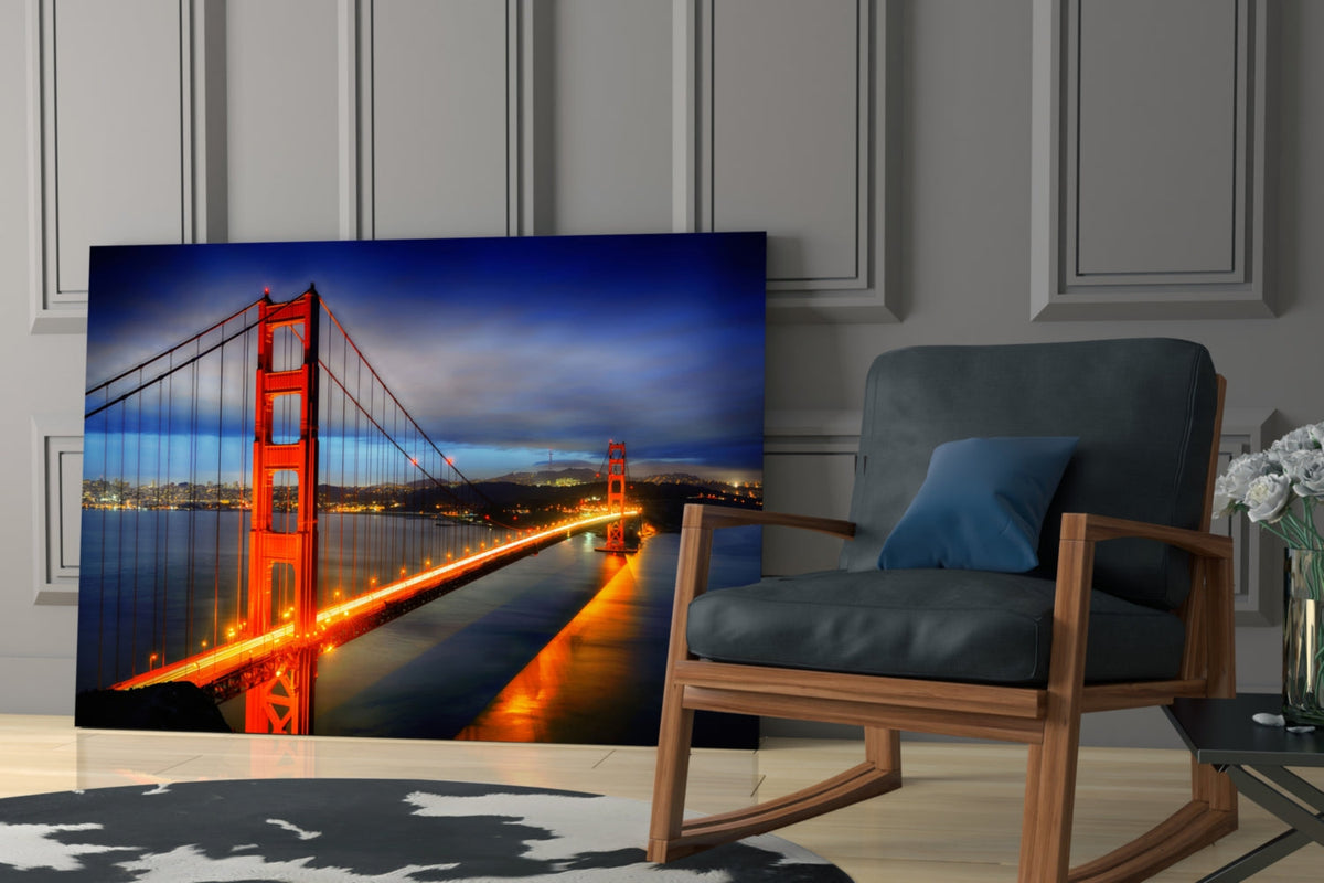 WONDERWALL ‘L’Atelier Fun Collection’ Golden Gate Bridge Night Lights Glass Wall Art