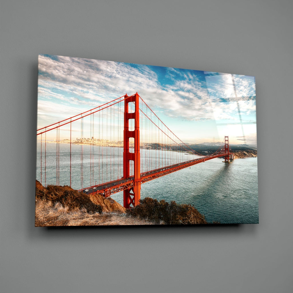 WONDERWALL ‘L’Atelier Fun Collection’ Golden Gate Bridge Daylight Cliff View Glass Wall Art