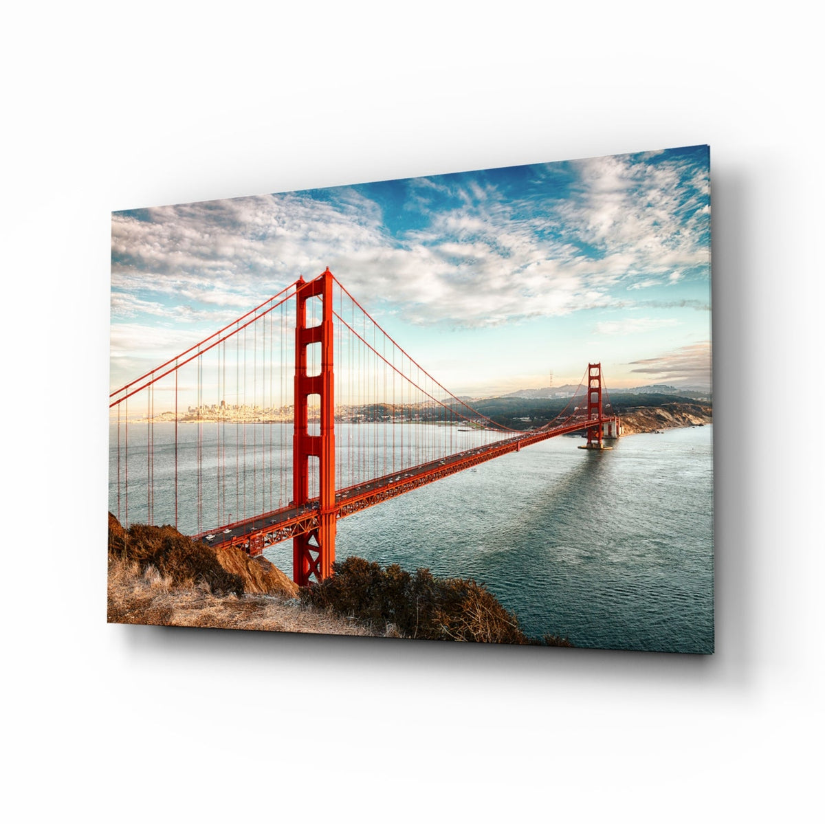 WONDERWALL ‘L’Atelier Fun Collection’ Golden Gate Bridge Daylight Cliff View Glass Wall Art