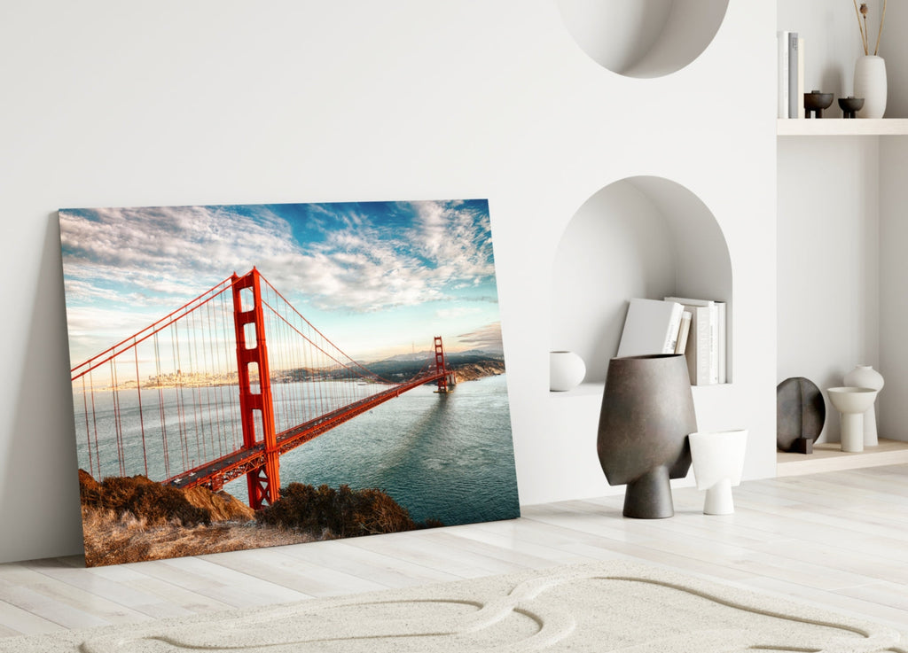 WONDERWALL ‘L’Atelier Fun Collection’ Golden Gate Bridge Daylight Cliff View Glass Wall Art