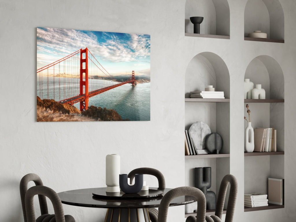 WONDERWALL ‘L’Atelier Fun Collection’ Golden Gate Bridge Daylight Cliff View Glass Wall Art
