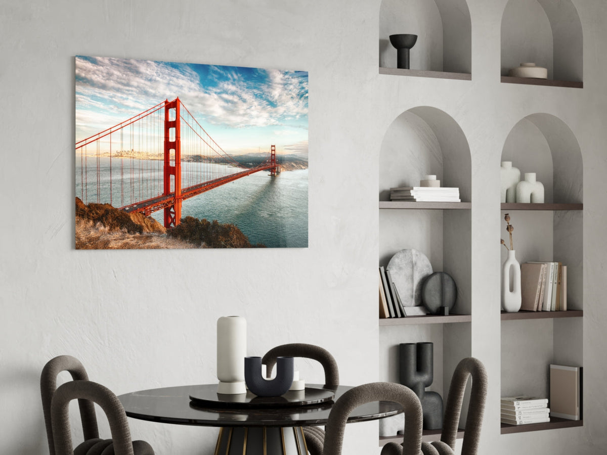 WONDERWALL ‘L’Atelier Fun Collection’ Golden Gate Bridge Daylight Cliff View Glass Wall Art
